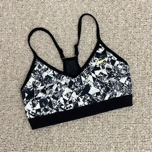 Nike Black and White Geometric Print Sports Bra